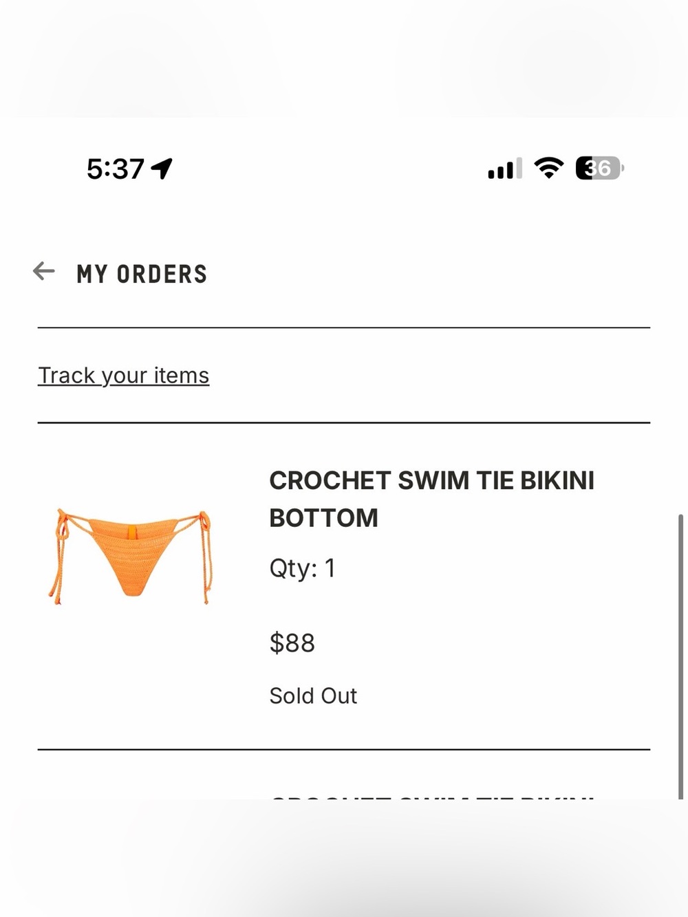 SKIMS Crochet Swim Tie Bikini Bottom - Orange